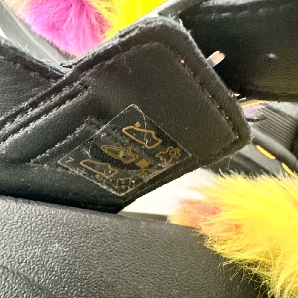 NWOB Dr. Marten Voss II Fluffy rainbow Pride faux fur sandals 7/38 - Picture 15 of 16